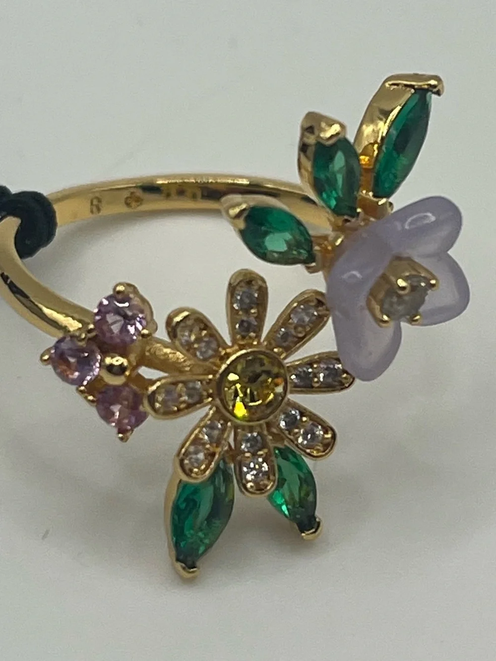 Kate Spade Bursting Blooms Floral Crystal Statement Ring NWT Size 8
